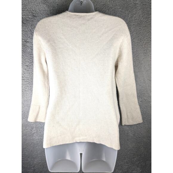 J Jill Long Sleeve Shirt Wool Cashmere Woman’s Small V-Neck Cream Sweater Soft - Picture 5 of 13